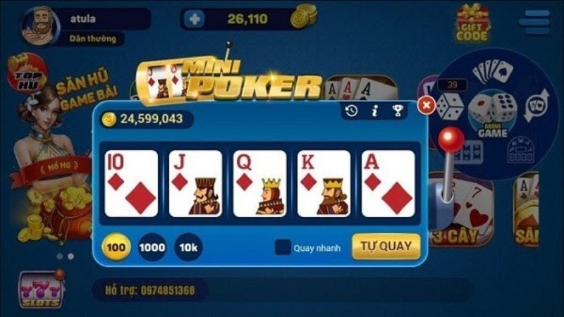 Phổ biến luật chơi mini poker tại sân cược 888b1